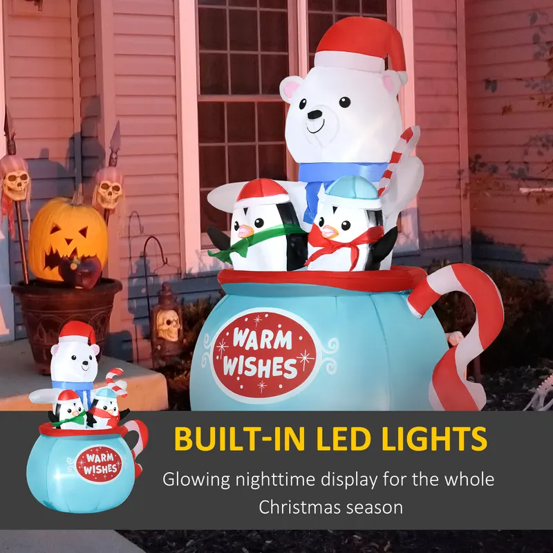 5ft Christmas Inflatables Outdoor Decorations Blessed Polar Bear — photo 5