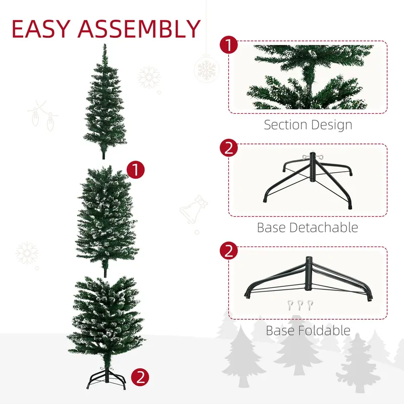 6FT Artificial Snow Dipped Christmas Tree Xmas Pencil Tree — photo 5