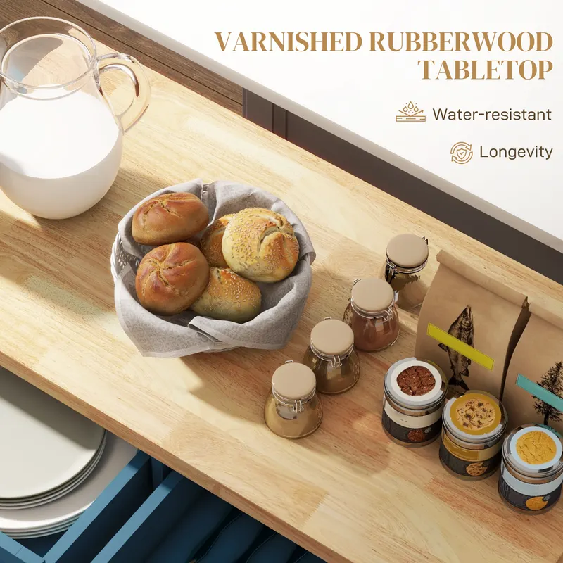 Kitchen Island on Wheels — Rolling Cart with Rubberwood Top — photo 4