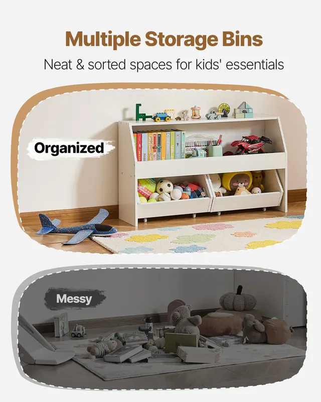 Toy Storage Organizer — Wooden Kids Bookshelf with Storage — photo 3