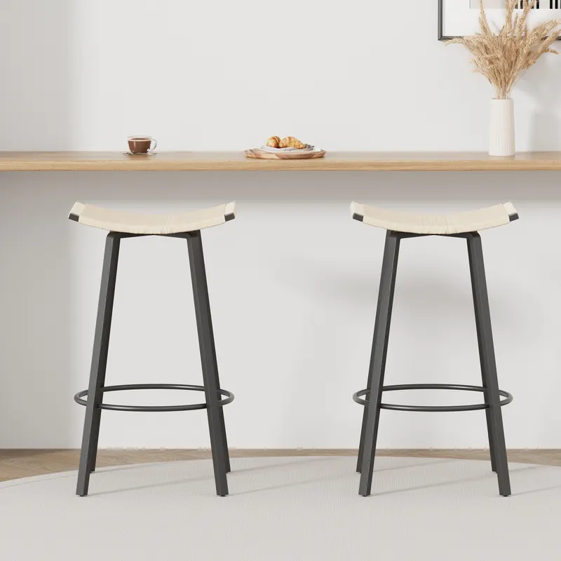 Counter Height Bar Stools Backless Handwoven Kitchen Dining — photo 3