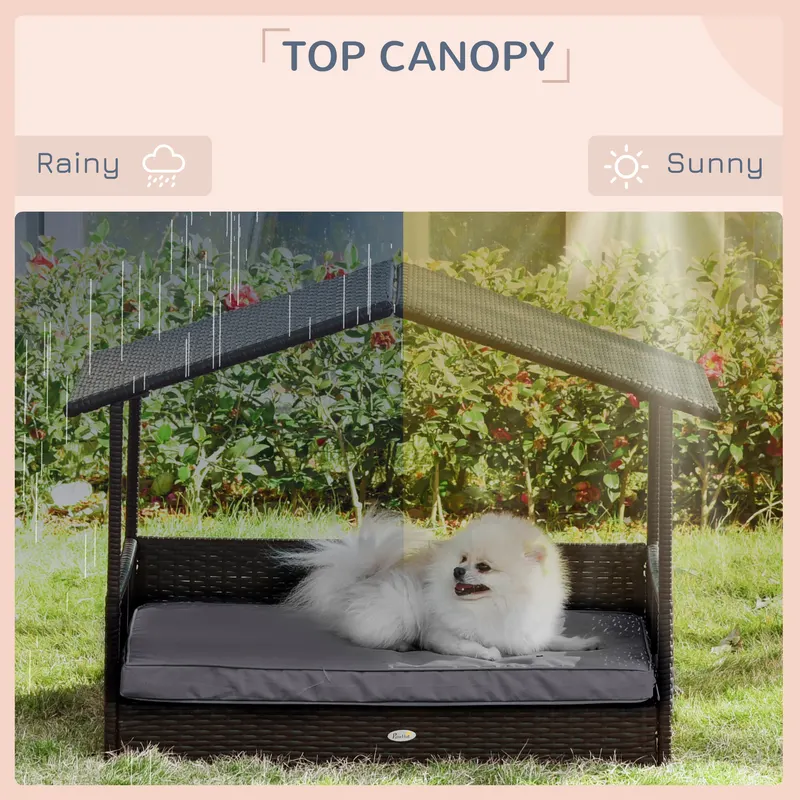 Wicker Dog House Outdoor with Canopy — photo 6