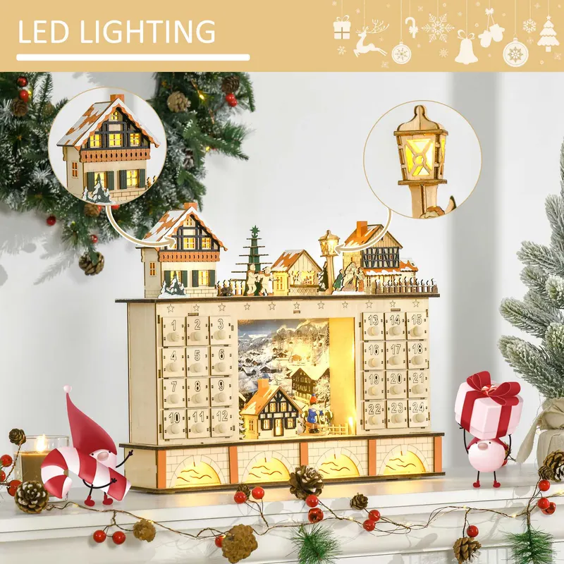 Christmas Advent Calendar — Light Up Table Xmas Wooden Store — photo 6