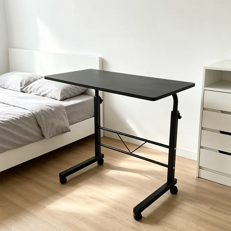 80cm Adjustable Tray Table Rolling Sofa Side Snack Table β photo 4
