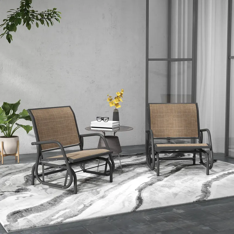 2 Pieces Outdoor Glider Chair — Steel Swing Chai with Curved — photo 4