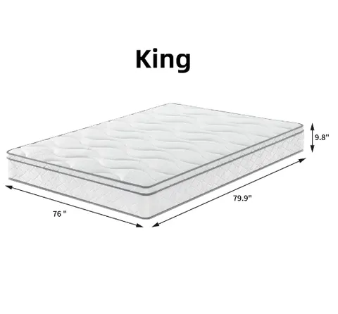 King Size Mattress — 10 Inch Hybrid Mattress in a Box with Gel