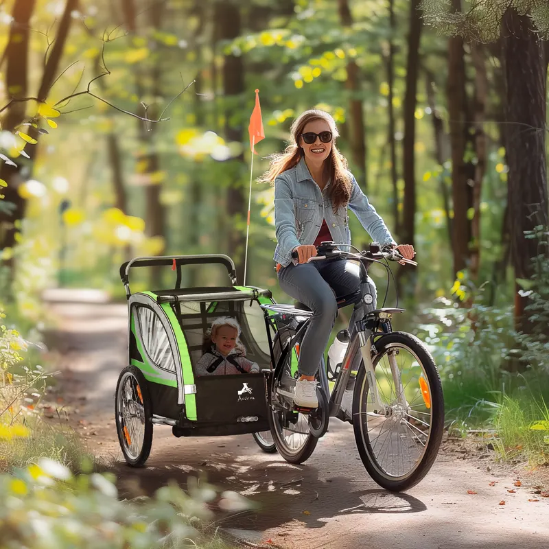 2-in-1 Walk/ride Child Baby Bike Trailer for Kids 2 Seater — photo 2