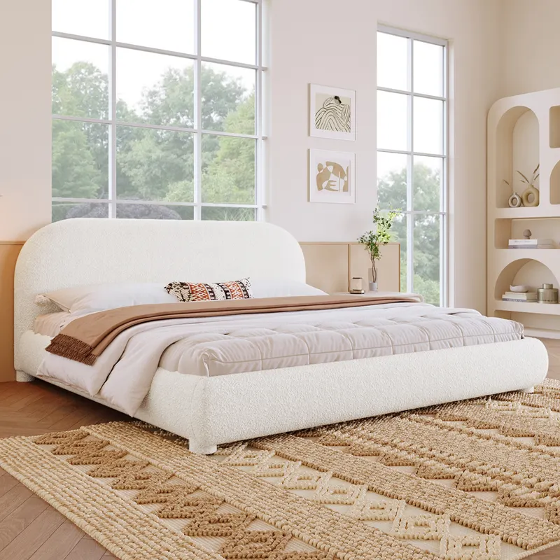 Cream Style Fabric Upholstered Bed — photo 5