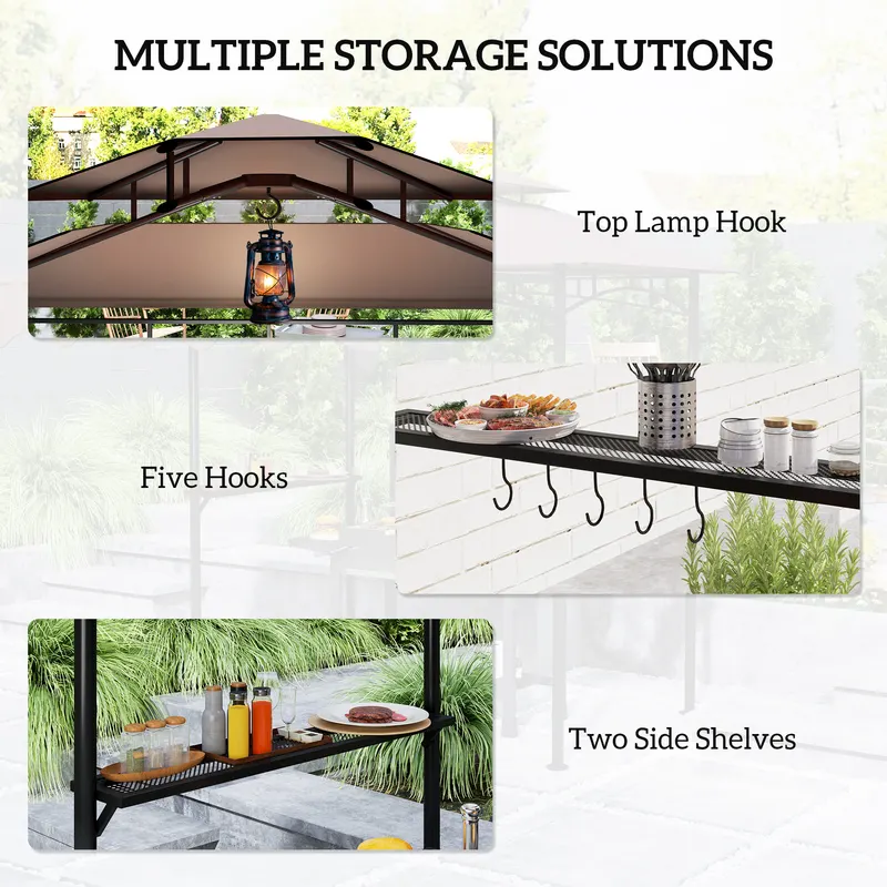 Outdoor Grill Gazebo — Barbecue Gazebo Shelter with Side Awning — photo 5