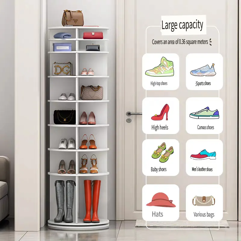 8 Tier Rotating Shoe Rack Tower — photo 5