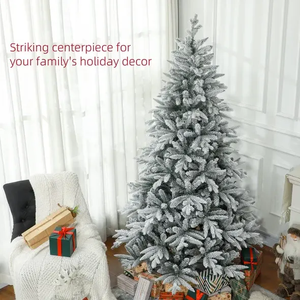 7 Ft Snow Flocked Artificial Christmas Tree with 1401 Tips β photo 3