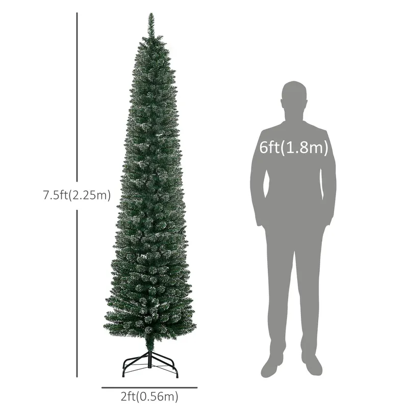 7.5FT Artificial Snow Dipped Christmas Tree Xmas Pencil Tree — photo 4