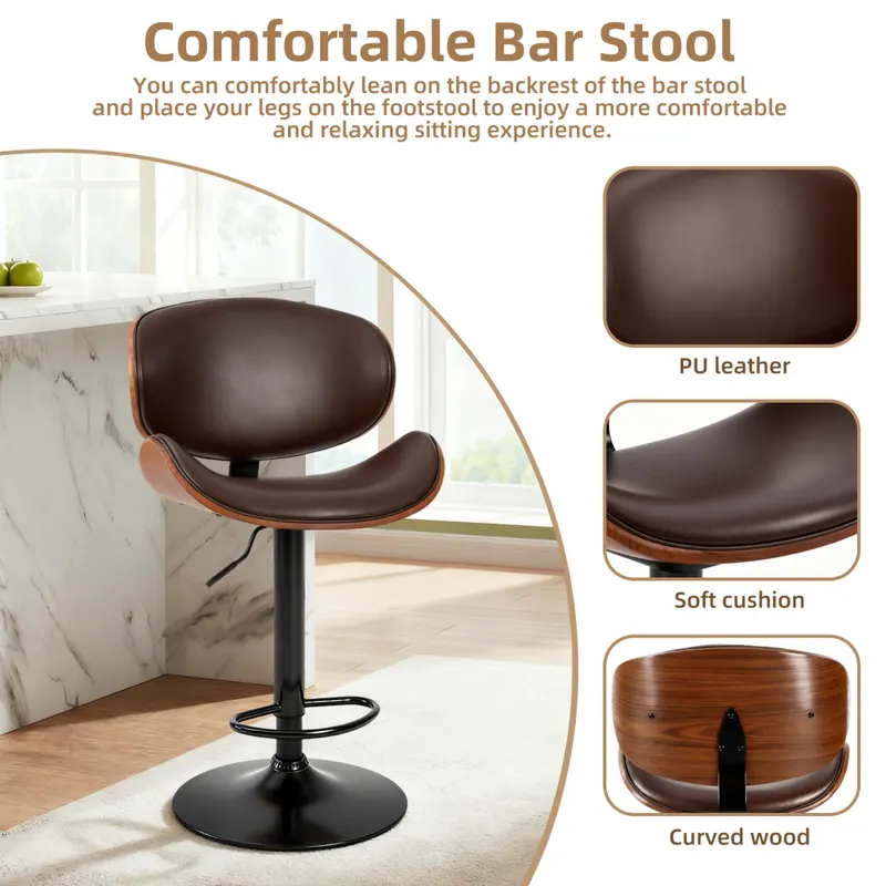 A Set of 2 Rotating Bar Stools with Adjustable Height — photo 8