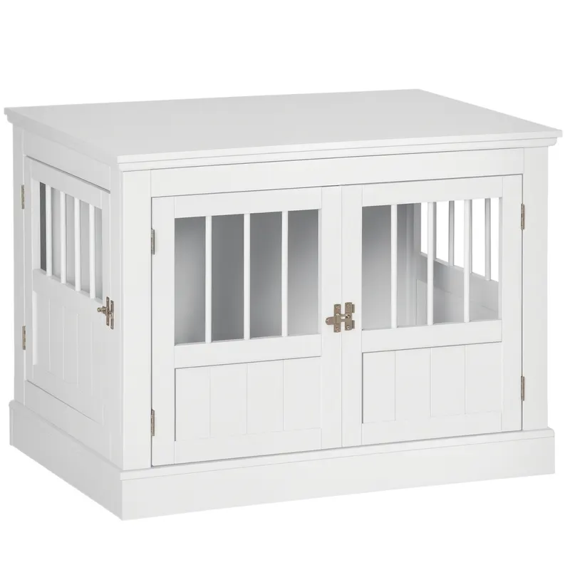 Wooden Dog Crate End Table — Dog Crate Furniture with Triple