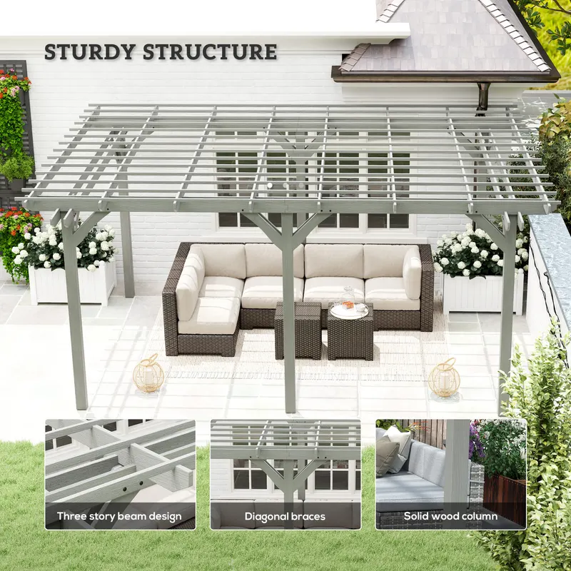 Outdoor Pergola — Wood Gazebo Grape Trellis with Stable — photo 6