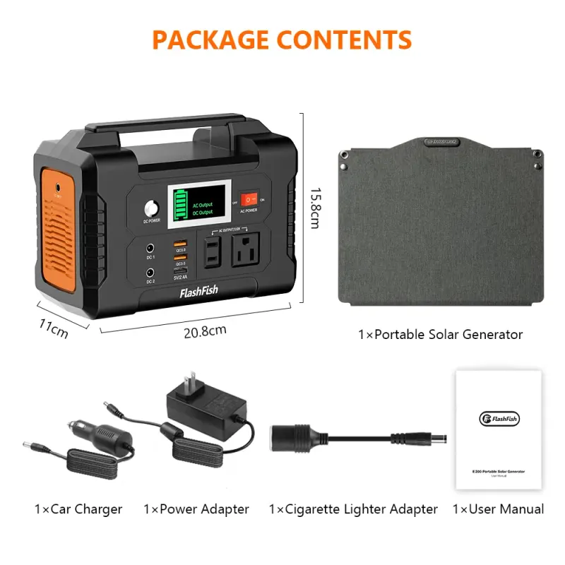 200W Portable Power Station; Flashfish 40800mAh Solar Generator β photo 6