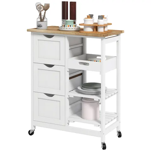Rolling Kitchen Cart — Kitchen Island with Wood Top