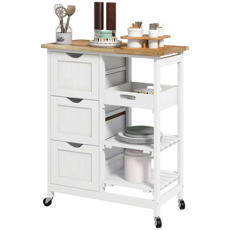 Rolling Kitchen Cart β Kitchen Island with Wood Top
