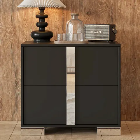 Elegant Nightstand with Metal Foot
