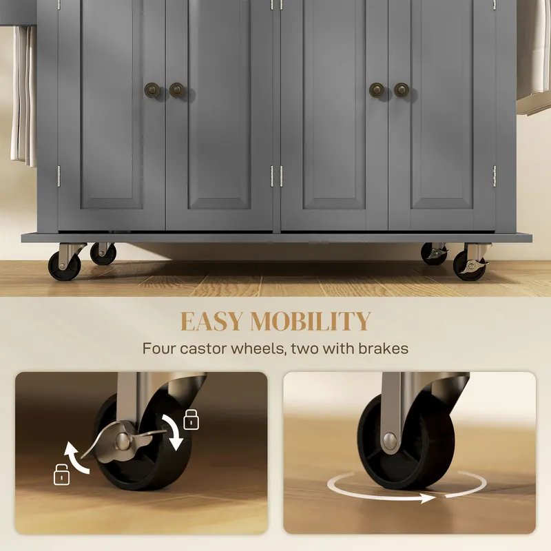 Kitchen Island Cart with Rubber Wood Top — photo 5