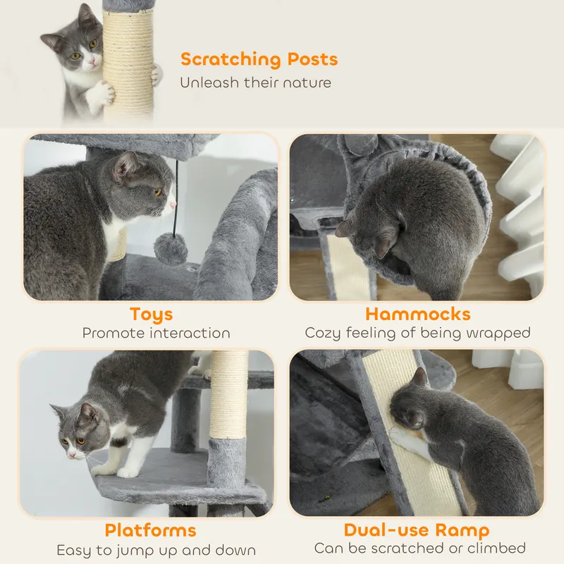 69" Cat Tree — Multi-level Cat Tower with 2 Condos and 3 — photo 3