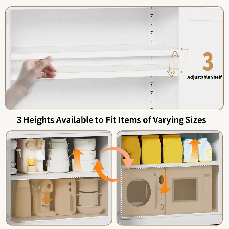 47.3 White Metal Kitchen Pantry Cabinet Adjustable Storage — photo 2
