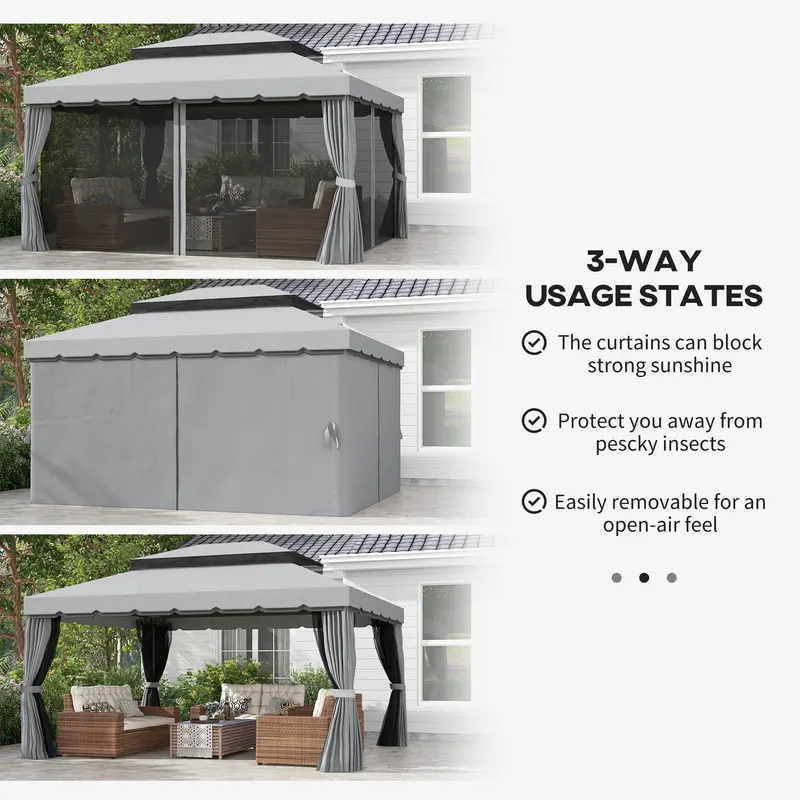 Patio Gazebo w/ Aluminum Frame Double Roof — photo 5