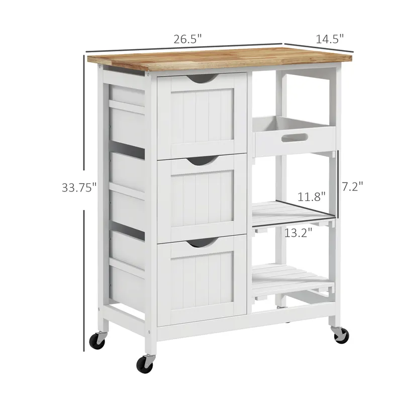 Rolling Kitchen Cart β Kitchen Island with Wood Top β photo 3
