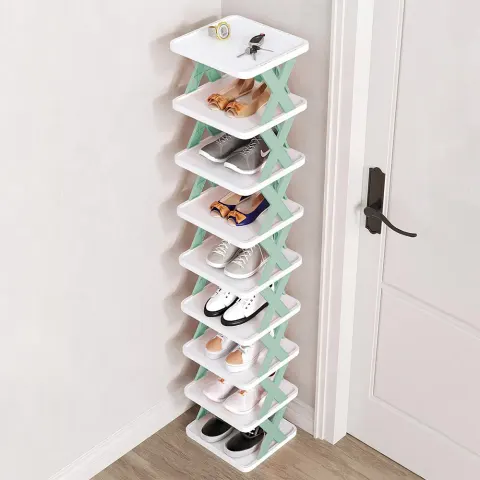 9Tier Narrow Entryway Shoe Rack Plastic Vertical Shoe Organizer
