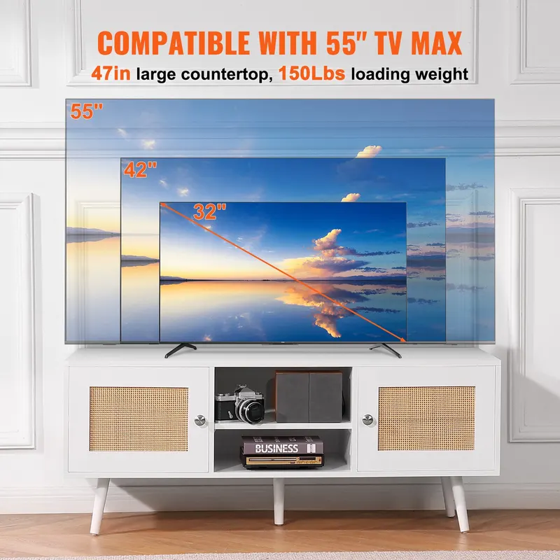 Rattan TV Stand β Boho TV Cabinet for 55 Inch TV β photo 3