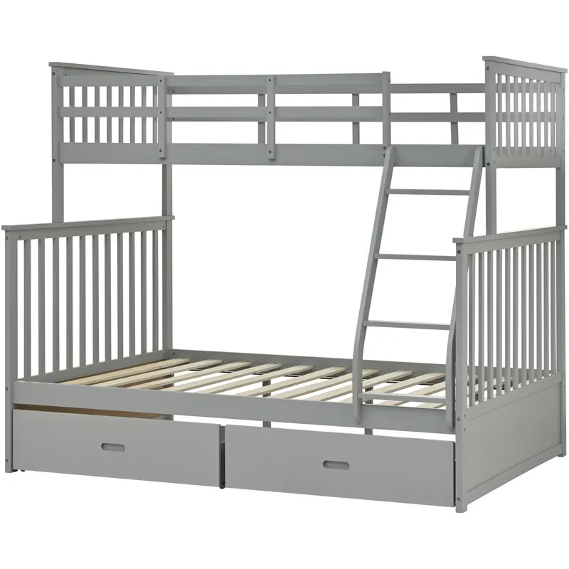 Twin Over Full Bunk Bed with Storage Drawers β photo 3