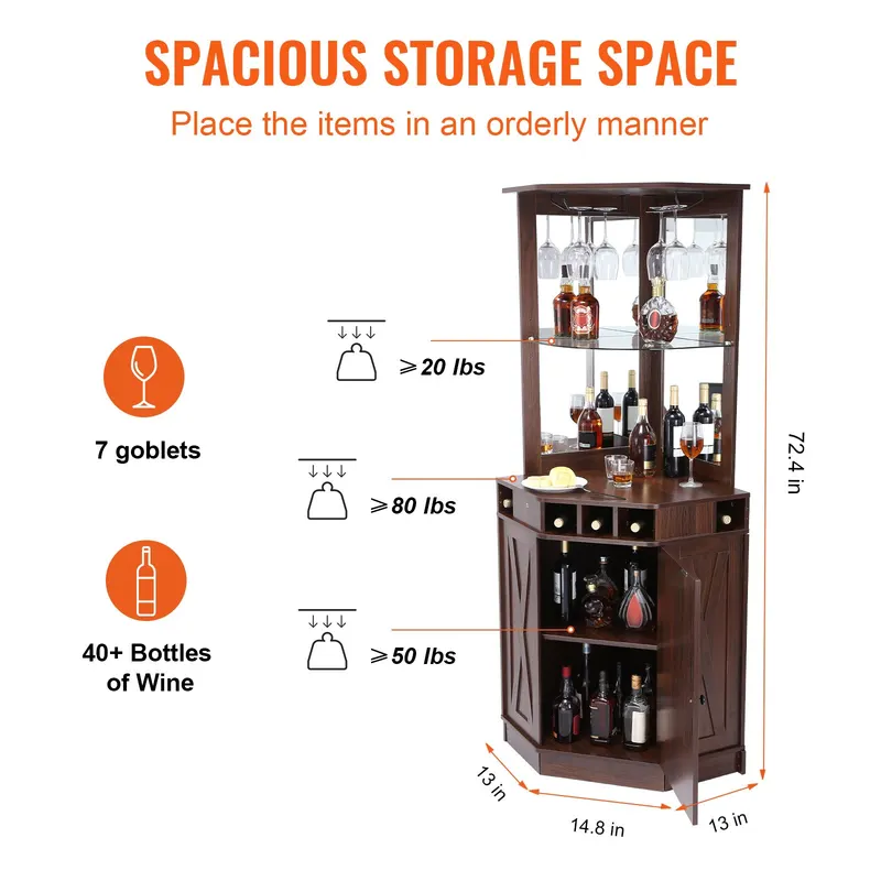 Corner Industrial Bar Cabinet — Wine Table for Liquor & Glasses — photo 4