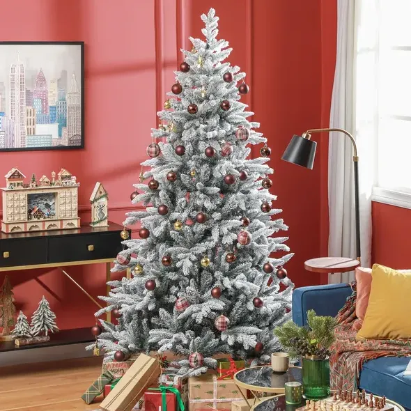 7 Ft Snow Flocked Artificial Christmas Tree with 1401 Tips β photo 2