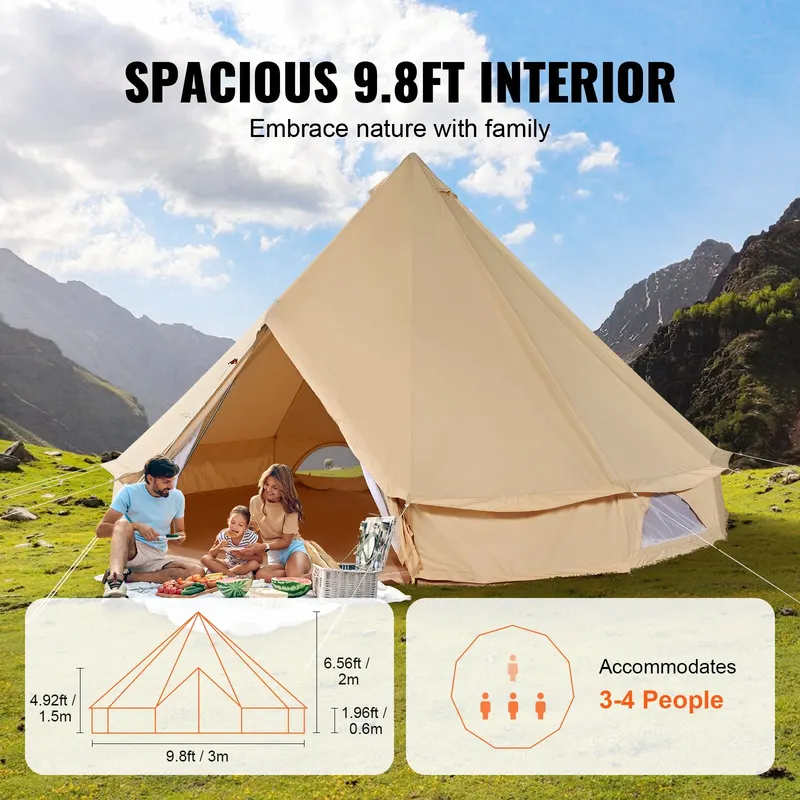 3-5 Person Canvas Glamping Bell Tent — photo 3