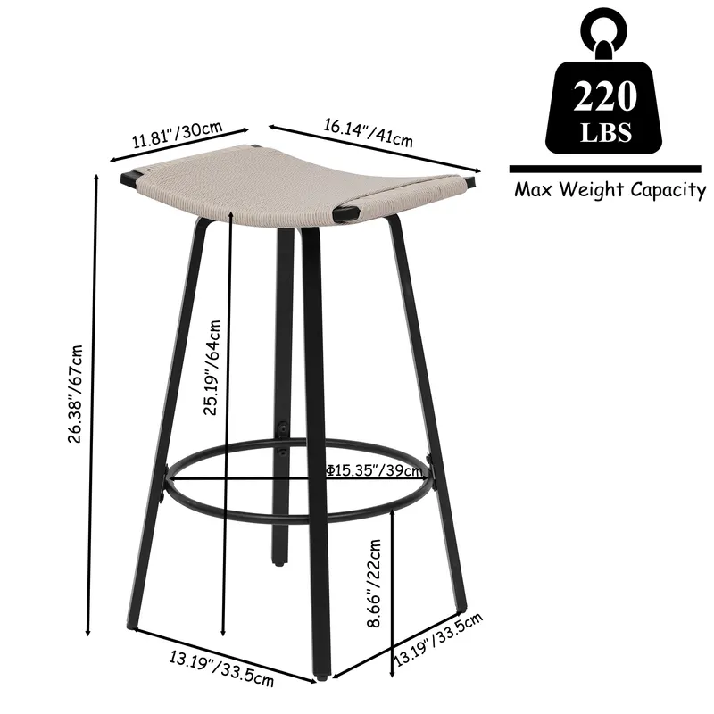 Counter Height Bar Stools Backless Handwoven Kitchen Dining — photo 5