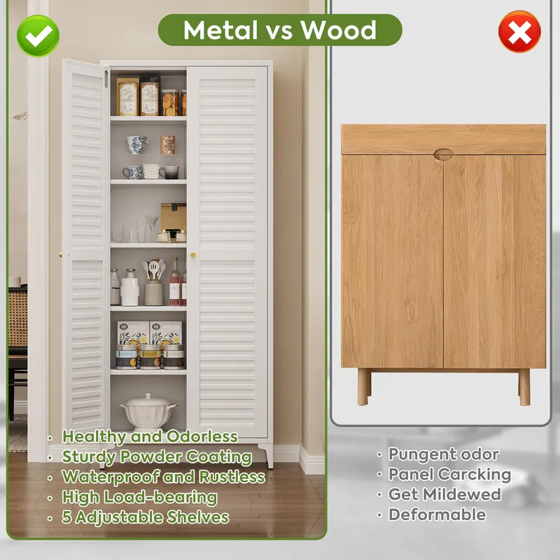 74inch H Metal Pantry Cabinet — Kitchen Pantry Storage Cabinets — photo 4