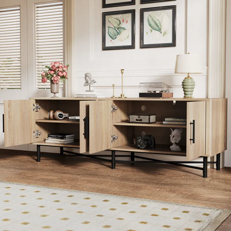 Functional 4-Door TV Cabinet 2 Storage Spaces — photo 5