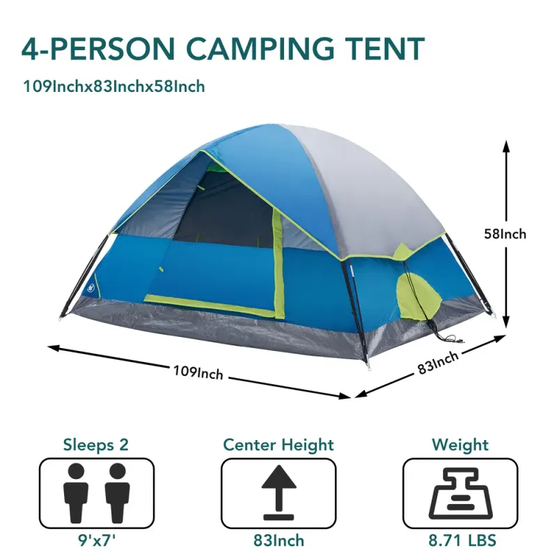 2&4 Person High Quality Camping Tent with Tent Fly β photo 5