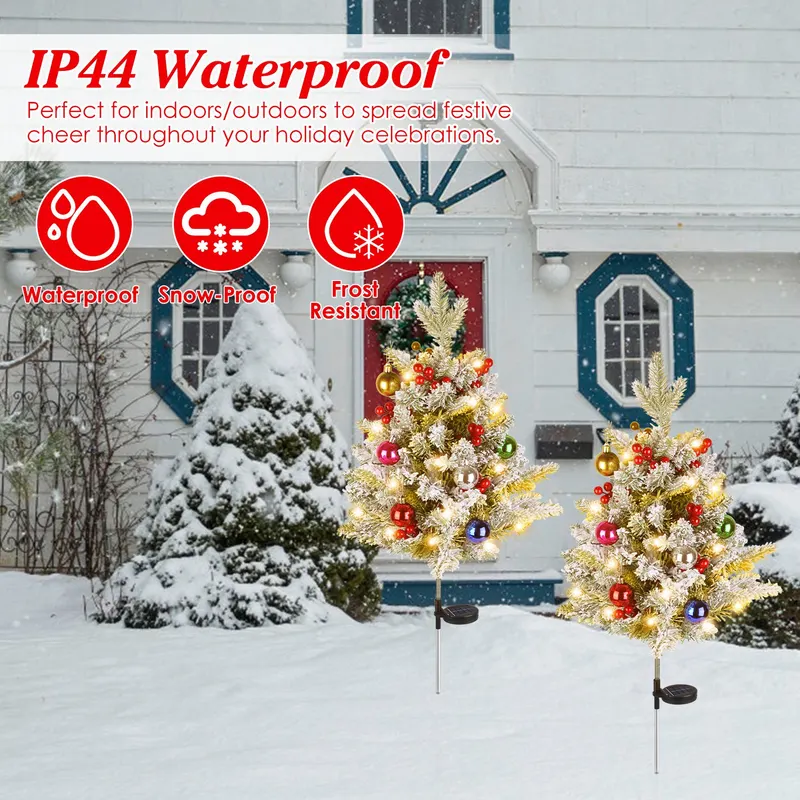 2Pcs Solar Powered Lighted Christmas Tree Urn Filler with Light — photo 4