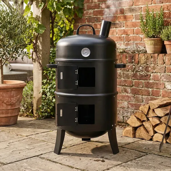 Cm — Black Cylindrical Smoker with Chimney — photo 2