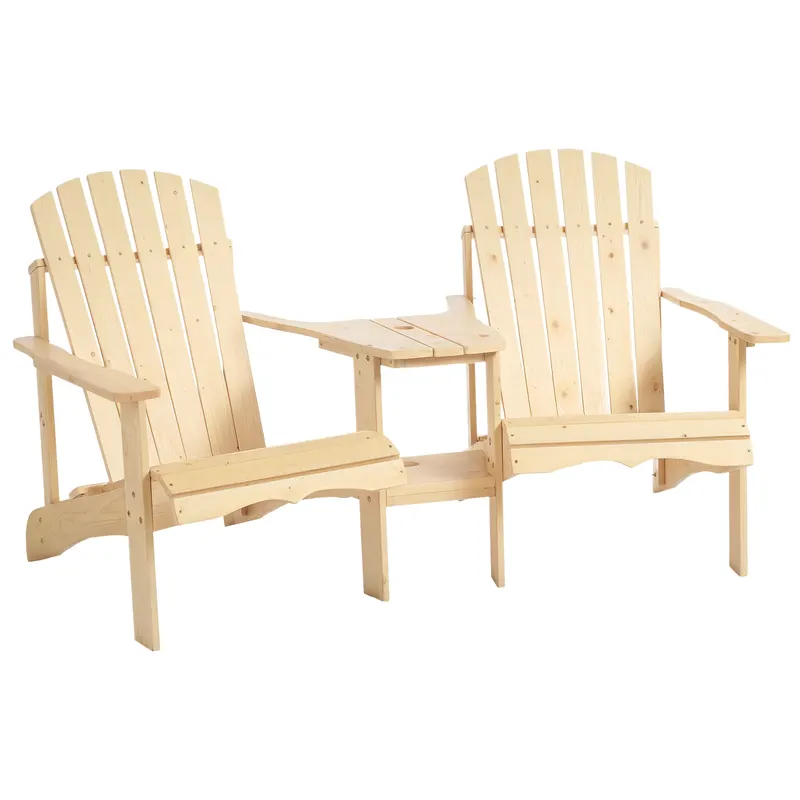 Fire Pit Seating β 2 Wooden Adirondack Chairs with Outdoor Table