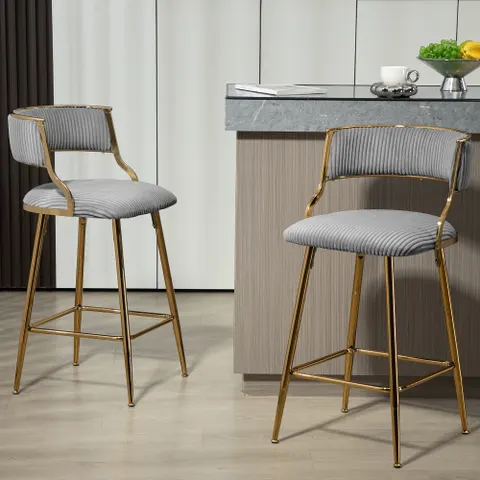 SET OF 2 β 26 Counter Height Bar Stools Corduroy Kitchen Island