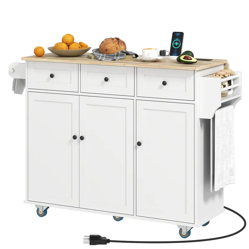 Kitchen Island on Wheels with Drop Leaf