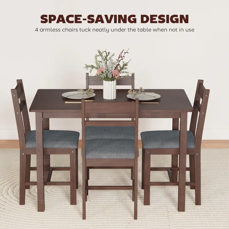 5-Piece Solid Wood Dining Table Set for 4 β photo 7