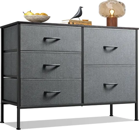 5 Drawer Dresser for Bedroom — Drawers with Wooden Top Metal