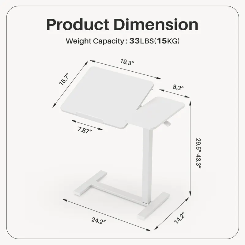 Adjustable Overbed Table with Wheels β photo 6