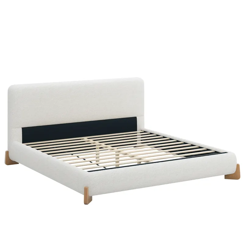 Elegant Boucle Upholstered Bed — photo 2
