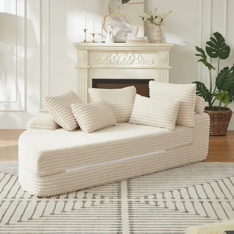 78.5-Inch Corduroy Semi-circular 2-in-1 Sofa Bed