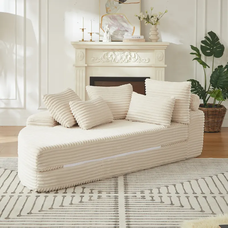 78.5-Inch Corduroy Semi-circular 2-in-1 Sofa Bed
