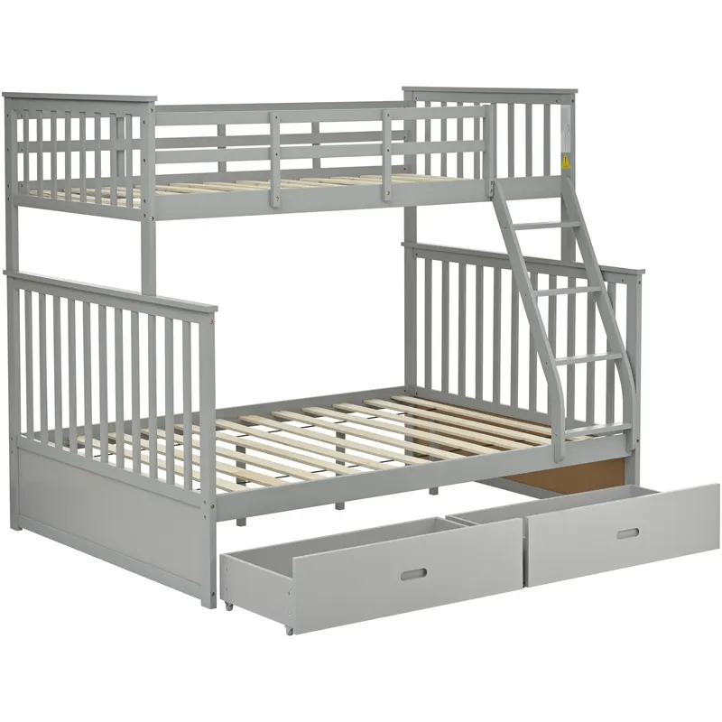 Twin Over Full Bunk Bed with Storage Drawers β photo 4